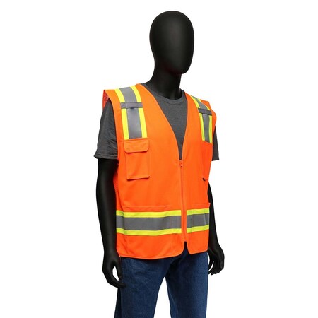 Pip ANSI Type R Class 2 Two-Tone Mesh Vest with Solid Front, Mesh Back and "D" Ring Access, L, Hi-Vis 47216/L